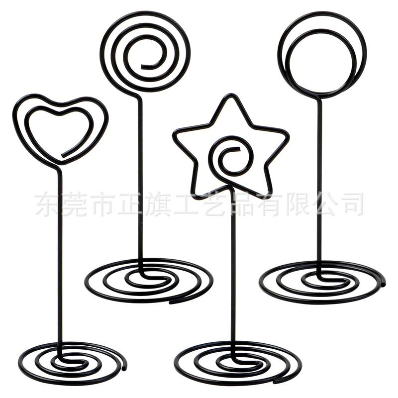4款85系列黑色金属带座卡片夹 婚礼桌名片夹音符备忘录夹现货