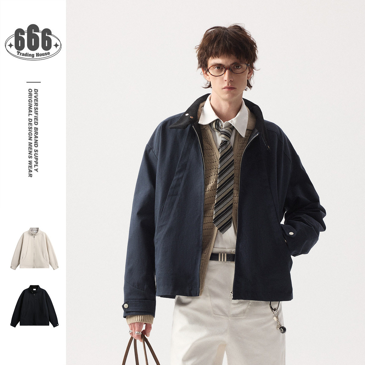 ANSWER ME潮牌立体剪裁哈灵顿立领夹克男休闲春秋款上衣外套