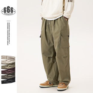 Orderliness春秋季户外国潮复古工装裤男宽松百搭直筒休闲长裤