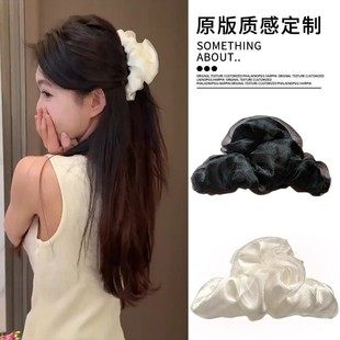 网纱流光褶皱云朵抓夹女新款后脑勺饱满盘发夹高级感鲨鱼夹子发饰