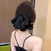 韩系缎面裙摆抓夹女2025新款 高端半扎发夹后脑勺低马尾鲨鱼夹发饰