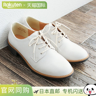 纯2 款 日本直邮女士系带牛津鞋 中性风3厘米平头低跟舒适顺滑休闲鞋