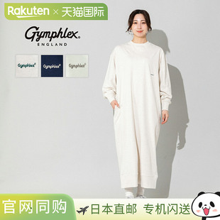 休闲印花G 皆宜长袖 日本直邮GIMPHLEX 女士纯棉针织圆领连衣裙四季