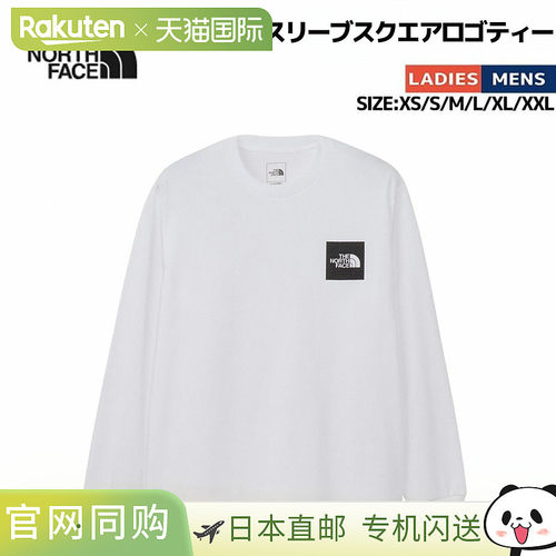 日本直邮The North Face 长袖方形Logo T恤男女通用休闲户外服饰N
