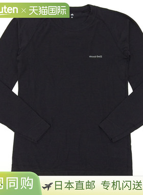 日本直邮Mont-bell 男士内衣 XL 尺寸 黑色 地质线 L.W. 圆领衬衫