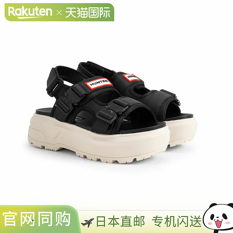 Hunter 中性款 City Liber Neo 皮革扣凉鞋（黑色和奶油色帆布款(