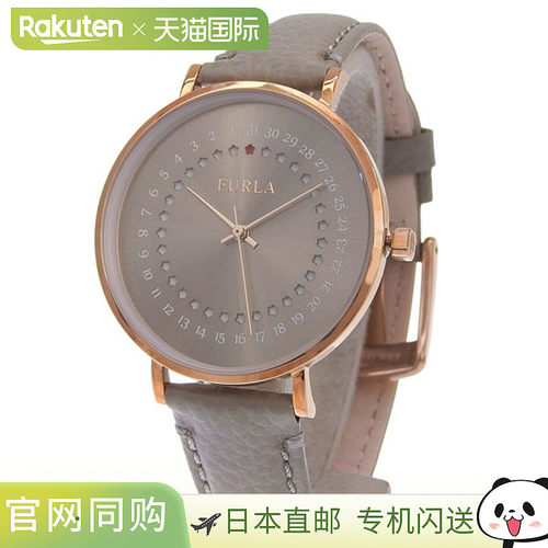 日本直邮Furla 女士腕表不锈钢和皮革表带灰色GIADA DATE36毫米灰