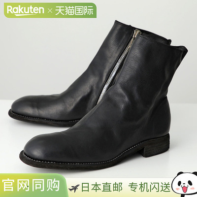 日本直邮GUIDI 696 男士侧拉链靴马皮Vibram 全粒面鞋底短靴BLKT