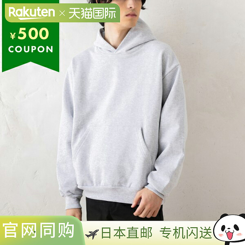 日本直邮Los Angeles Apparel 男士连帽衫带帽 14 盎司重磅抓绒灰