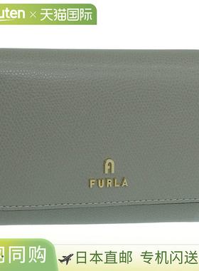 日本直邮FURLA 女士钱包双折钱包皮革灰色FURLA CAMELIA M COMPAC