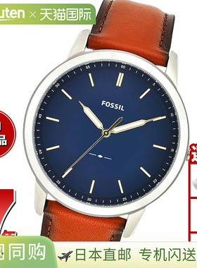 日本直邮FOSSIL 男士手表 MINIMALIST SLIM 三针浅棕色皮革手表 F