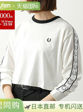 日本直邮FRED PERRY 压胶长袖T恤 G1109 女士长袖 T 恤带徽标和月