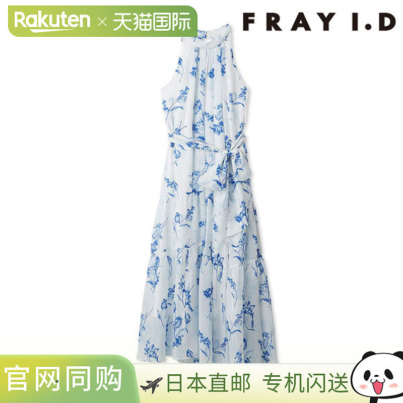 日本直邮FRAY ID 露背印花薄纱连衣裙美式风格无袖长款花卉印花fw