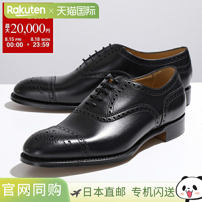JOSEPH CHEANEY WILFRED 男士小牛皮鞋半布洛克纹F 宽度黑色小牛