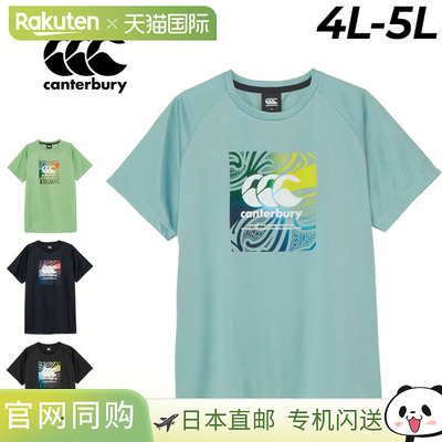 日本直邮Canterbury 短袖T恤4L 5L 男士大码 Canterbury 方形标志