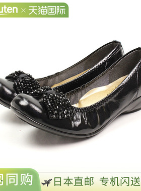 日本直邮FIRST CONTACT 女士舒适抗菌除臭宝石丝带芭蕾平底鞋黑色