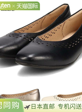 2E宽 Modello 女士软方头镂空高跟鞋 浅口鞋 办公室休闲工作鞋 耐