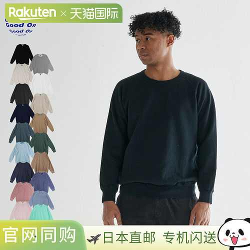 日本直邮Good On 运动衫男式 RAGLAN SWEAT CREW黑色白色 GOBW101