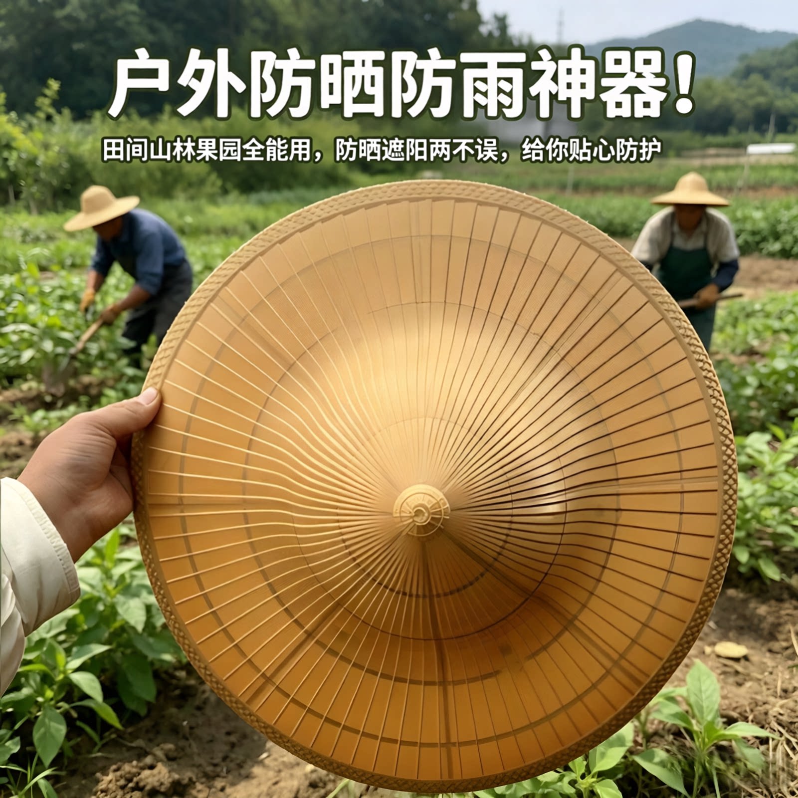 户外防晒防水大檐塑料斗笠帽