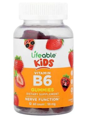 Lifeable,儿童维生素 B6 软糖，草莓味，60 粒