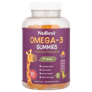 NuBest,Omega-3 软糖 + 来自亚麻籽油的 ALA，2 岁以上，橙子味，
