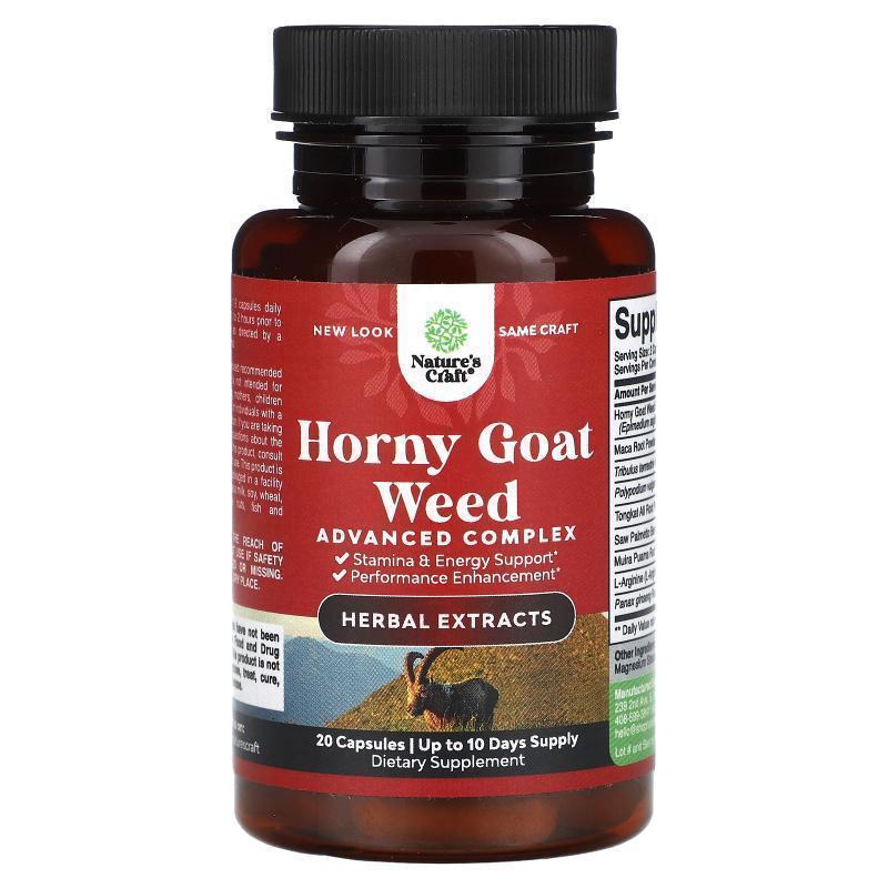 Natures Craft,Horny Goat Weed, Advanced Complex, 20 Capsules