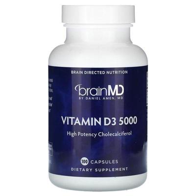 BrainMD,Vitamin D3 5000, 100 Capsules