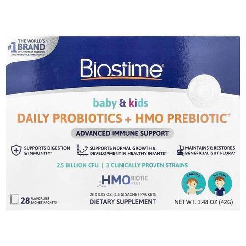 Biostime,婴儿和儿童，日常益生菌 + HMO 益生元，3 个月至 6 岁&