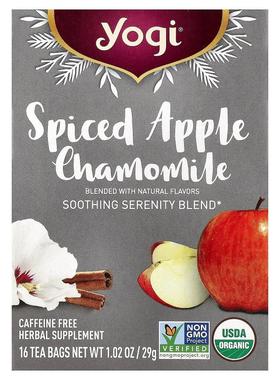 约琪,Spiced Apple Chamomile, Caffeine Free, 16 Tea Bags, 1.0