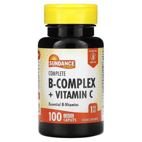 Sundance,Complete B-Complex + Vitamin C, 100 Coated Caplets