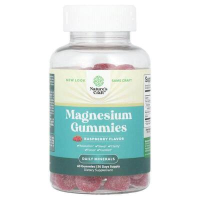Natures Craft,Magnesium Gummies, Raspberry, 60 Gummies