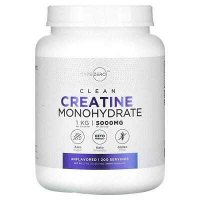 TypeZero,Clean, Creatine Monohydrate, Unflavored, 5,000 mg,