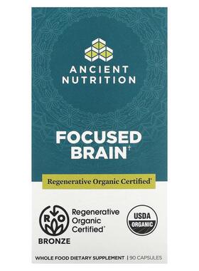 Dr. Axe / Ancient Nutrition,Focused Brain, 90 Capsules