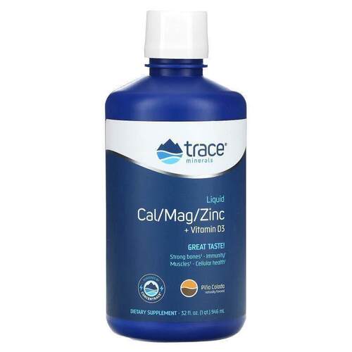 露那辛,Liquid Cal/Mag/Zinc + Vitamin D3, Piña Colada, 32 fl