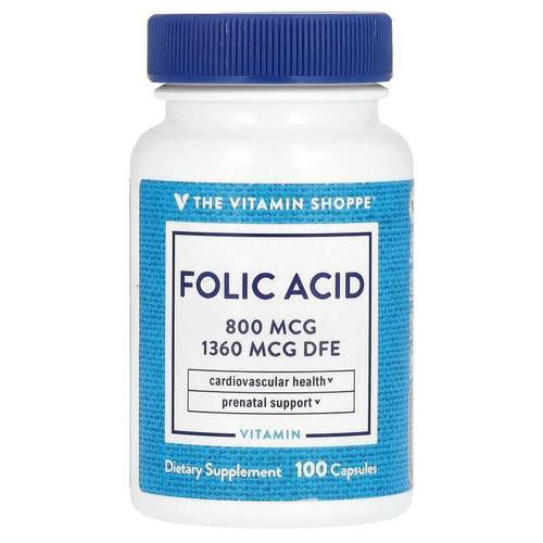 The Vitamin Shoppe,Folic Acid, 800 mcg, 100 Capsules