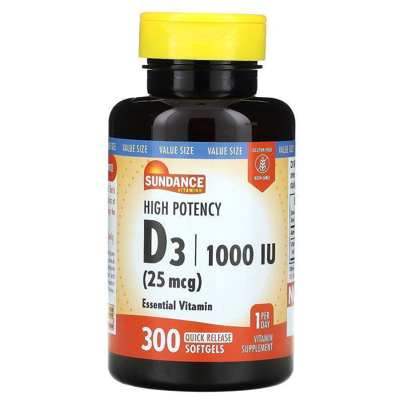 Sundance,High Potency Vitamin D3, 25 mcg (1,000 IU), 300 Qui