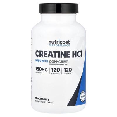 Nutricost,Performance, Creatine HCl, 750 mg, 120 Capsules