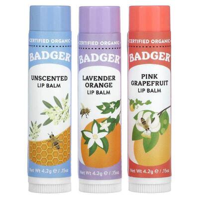 贝吉獾,Holiday Lip Balm Set, Red Box, 3 Piece Set, 0.15 oz (