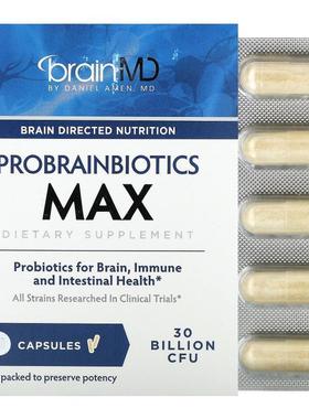BrainMD,Probrainbiotics Max, 30 Billion CFU, 30 Capsules
