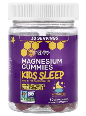 Natural Stacks,Kids Sleep Magnesium Gummies With Melatonin &