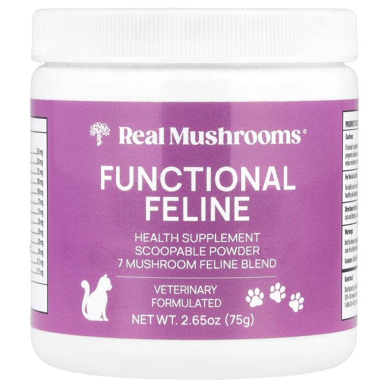 Real Mushrooms,Functional Feline，猫用，2.65 盎司（75 克）