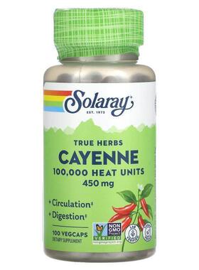 Solaray,True Herbs, Cayenne , 450 mg, 100 Vegcaps