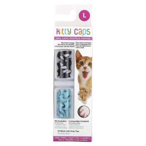Kitty Caps,Nail Caps Kit, Large, Black with Gray Tips, Baby