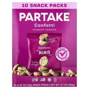 Partake,Crunchy Cookies, Confetti, 10 Snack Packs, 0.67 oz (