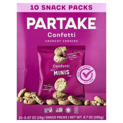Partake,Crunchy Cookies, Confetti, 10 Snack Packs, 0.67 oz (