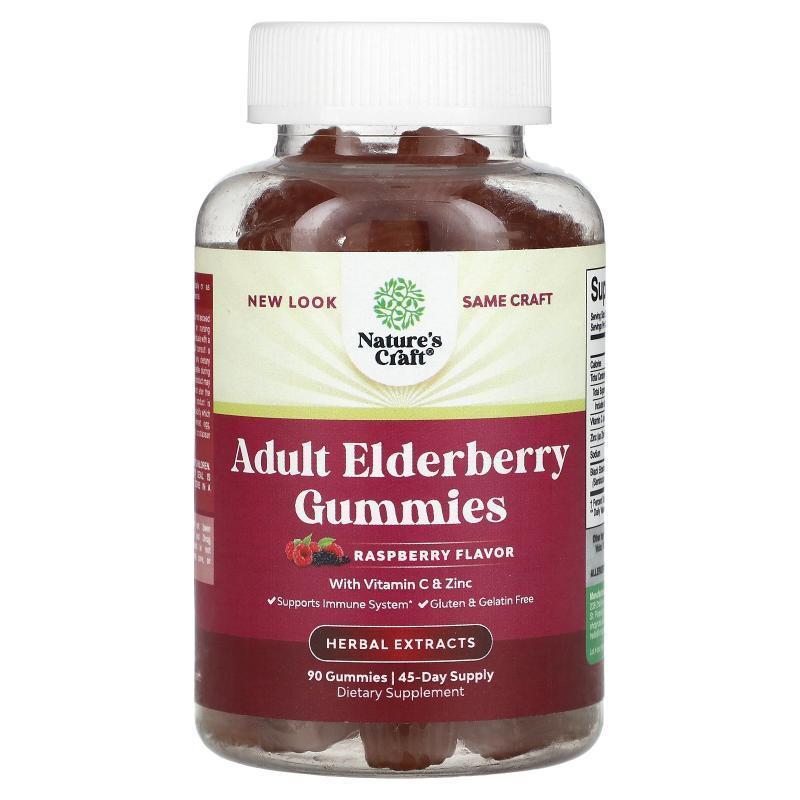 Natures Craft,Adult Elderberry Gummies with Vitamin C &a