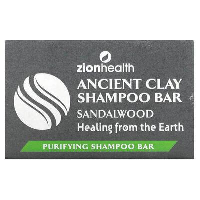 Zion Health,Ancient Clay, Shampoo Soap Bar, Sandalwood, 6 oz