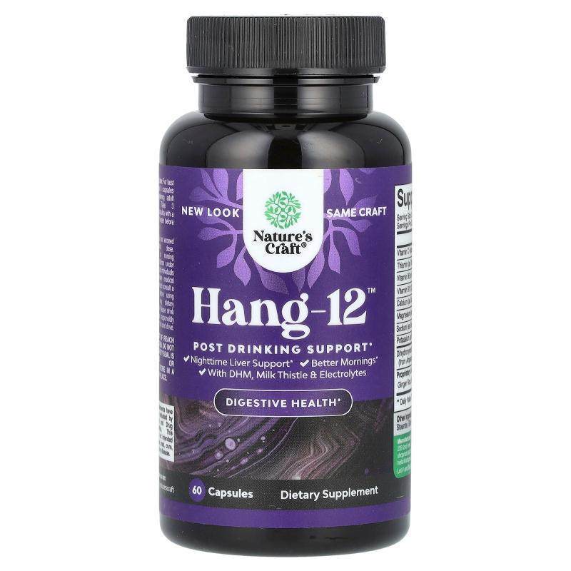 Natures Craft,Hang-12, Post Drinking Support, 60 Capsules