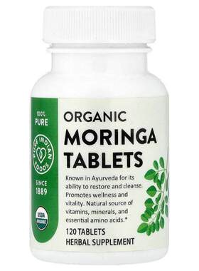 Pure Indian Foods,Organic Moringa Tablets , 120 Tablets