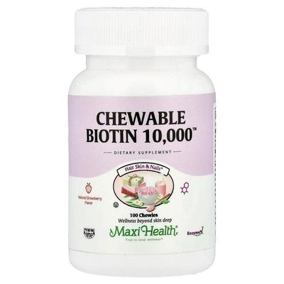 Maxi Health,Chewable Biotin 10,000™, Natural Strawberry, 10,